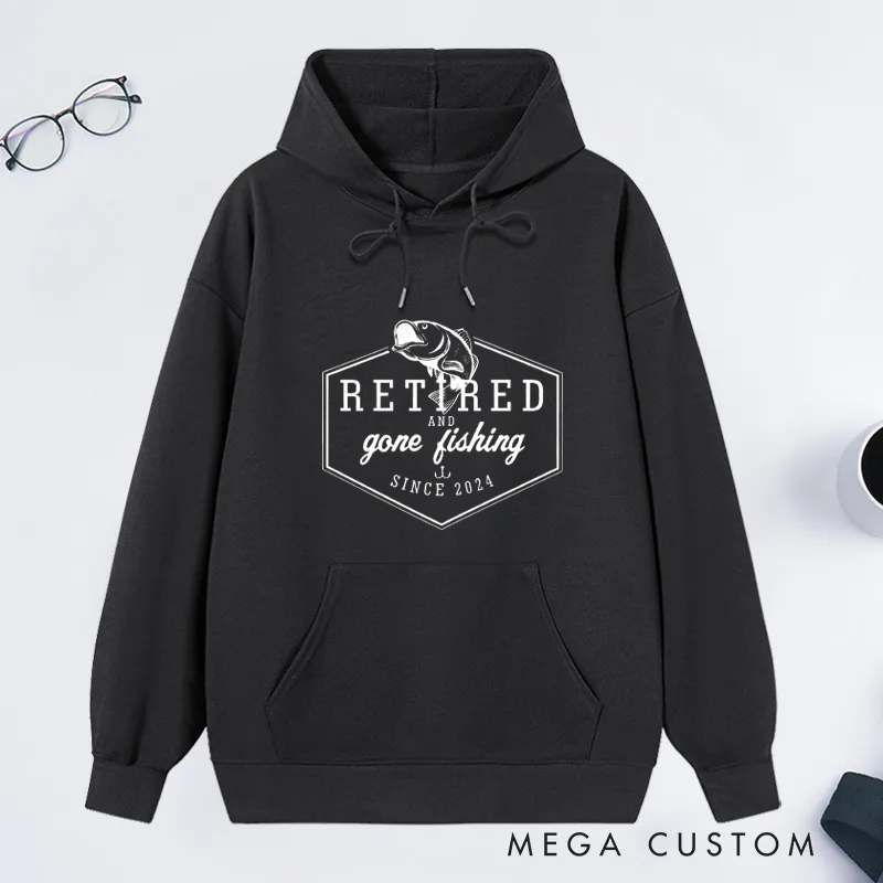 Personalized Retired and Gone Fishing Classic Hoodie Retirement Gift for Fishing Lover