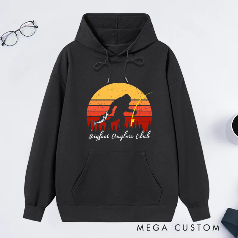 Personalized Retro Sunset Fishing Classic Hoodie Gift  for Fishing Enthusiasts