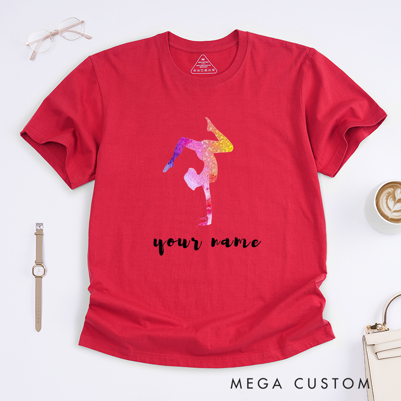 Personalized Dance Girl T-Shirt Custom Name Gift for Her Unique Watercolor Design Women's Birthday for Daughter Sister Mom