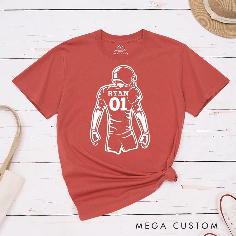 [Copy]Personalized American Football T-Shirt with Custom Favorite Team Name and Number-Football Season Tee