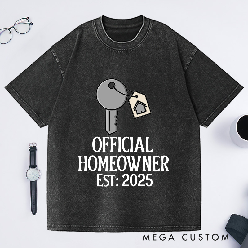 Personalized Official Homeowner T-Shirt Housewarming Custom Key Tag Celebration Gift