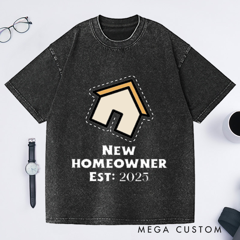 Personalized New Homeowner T-Shirt Housewarming Custom Dotted House Celebration Gift