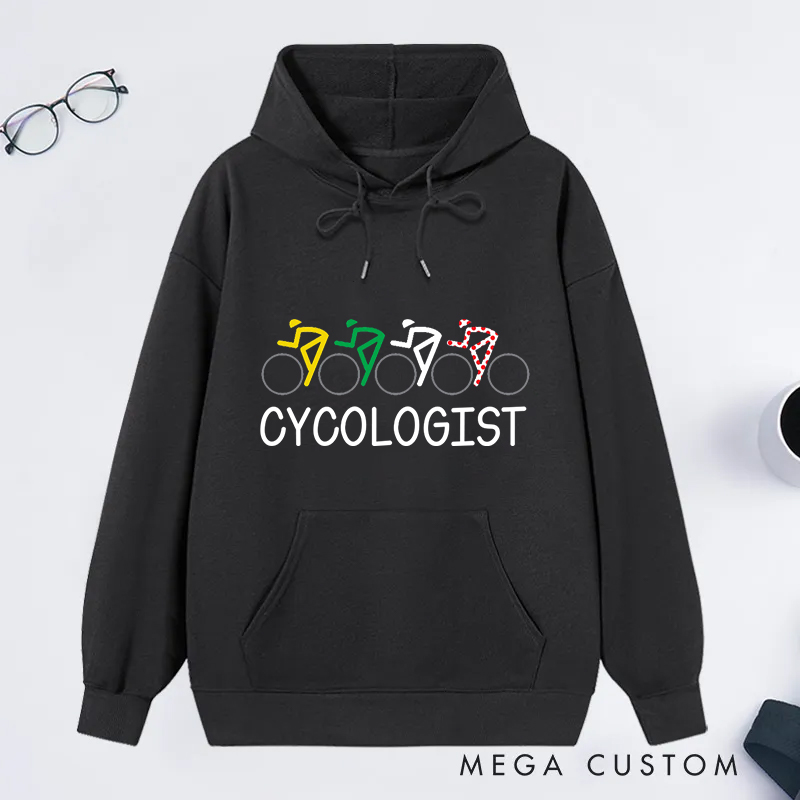 Personalized Bike Lover Cycling Cyclists in Iconic Jersey Colors Four Bikers Classic Hoodies