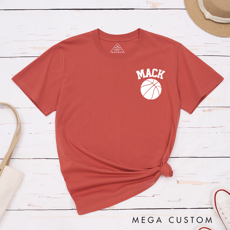 Personalized Basketball T-Shirt with Custom Name and Minimalist Basketball Graphic for a Stylish Look