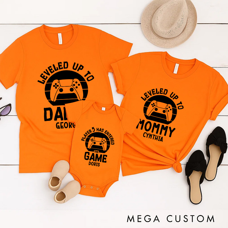 Personalized New Player Family Matching T-Shirts New Father Mother Shirts Funny Gamer Family Shirts Newborn Baby Gift Geek Gaming Shirt Father's Day