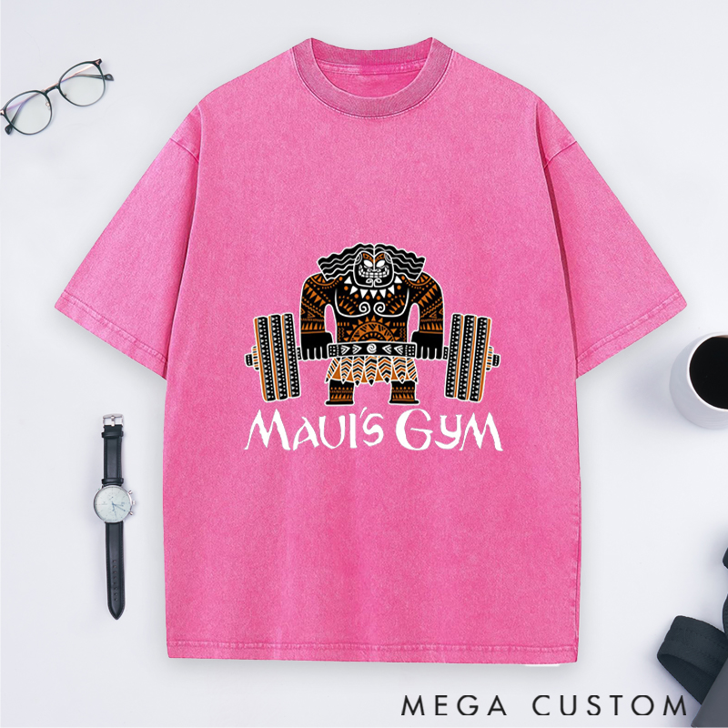 Personalized Gym Washed T-Shirts with Warrior Lifting Barbell Design for Fitness Enthusiasts Bodybuilders and Gym Lovers