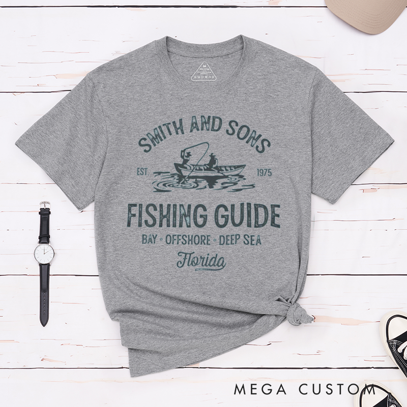 Personalized Fishing Guide Offshore Bay and Deep-Sea Adventures T-Shirt for Fishing Lover