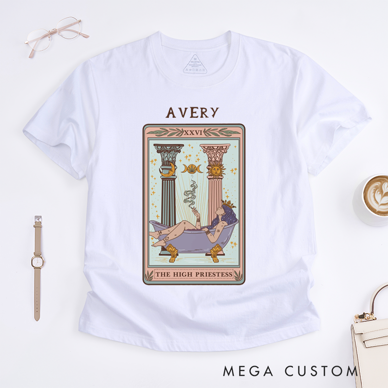 Personalized Tarot Lovers  High Priestess Tarot Card T-shirt Gift For Women
