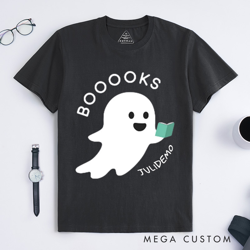 Personalized Ghost Books Reader Classic T-Shirts Reader Gifts Booooks Shirt Halloween Reading Shirts Librarian Gifts Bookworm Gifts Teacher Shirts