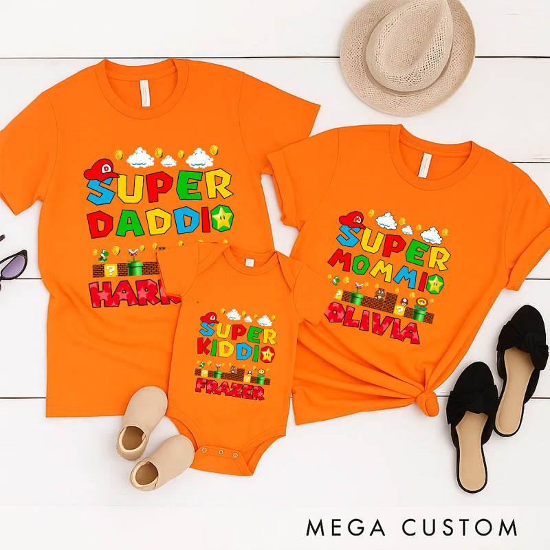 Personalized Daddio Super Kiddo Family Matching T-Shirts Family Shirts Newborn Baby Gift Video Game Tshirt Geek Gaming Nerd Shirt Father’s Day