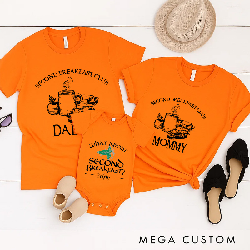 Personalized What About Second Breakfast Movie Family T-Shirts Funny Family Matching Tshirt for Movie Lovers 90s Movie New Dad Gift