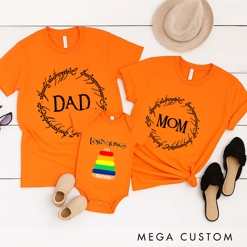 Personalized Fantasy Stacking Ring Movie Family T-Shirts Funny Family Matching Tshirt for Movie Lovers 90s Movie New Dad Gift