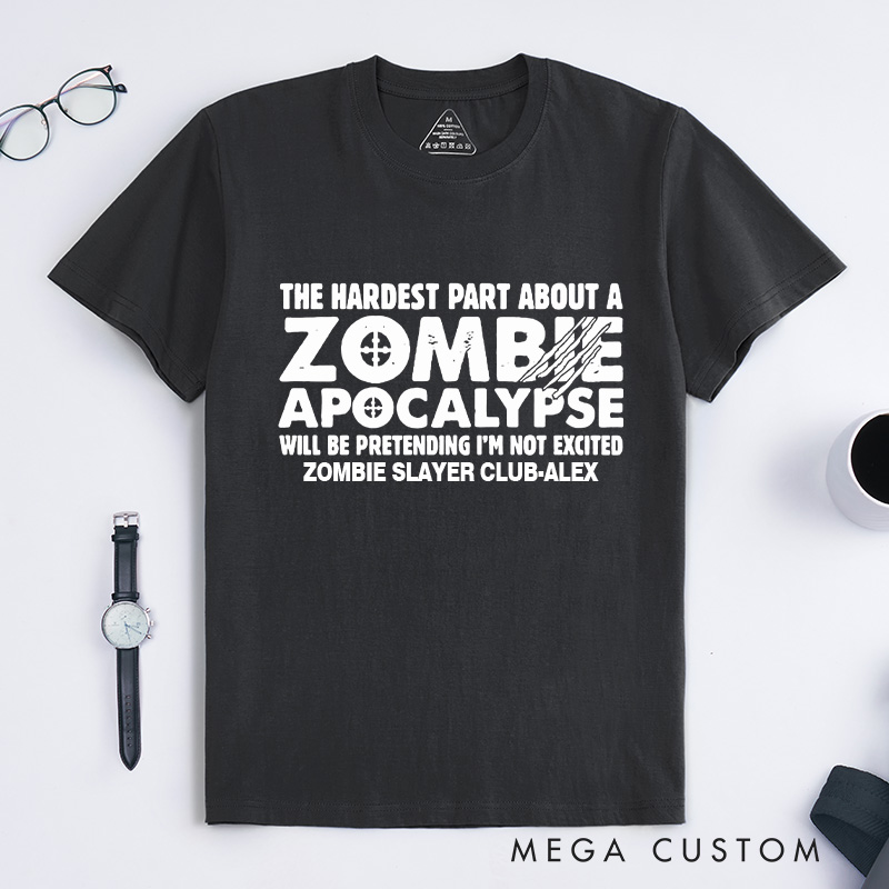 Personalized Zombie Apocalypse T-Shirt Doomsday Game Enthusiasts Shirt Gift for Geek Nerd Lovers 