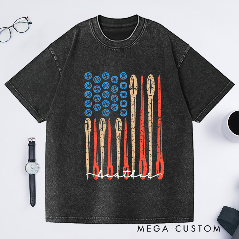 Personalized Sewing Flag Washed T-Shirts Sewing Gift Love Sewing Gifts For Her Sewing Gifts Women