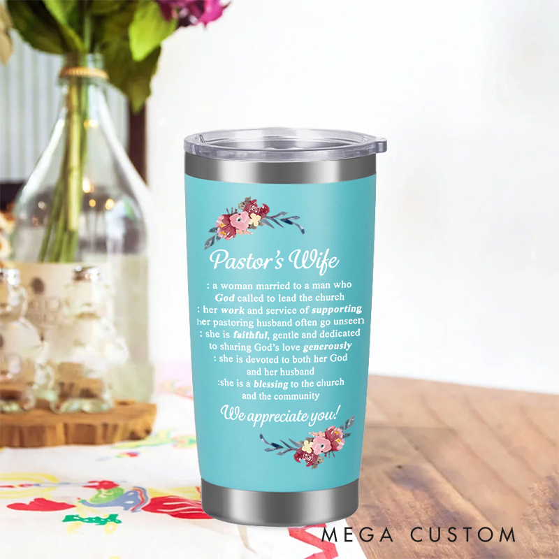 Personalized Pastor's Wife Definition Tumbler Bible Verse 20oz Tumbler with Name Stainless Steel Insulated Travel Mug Christian Gift