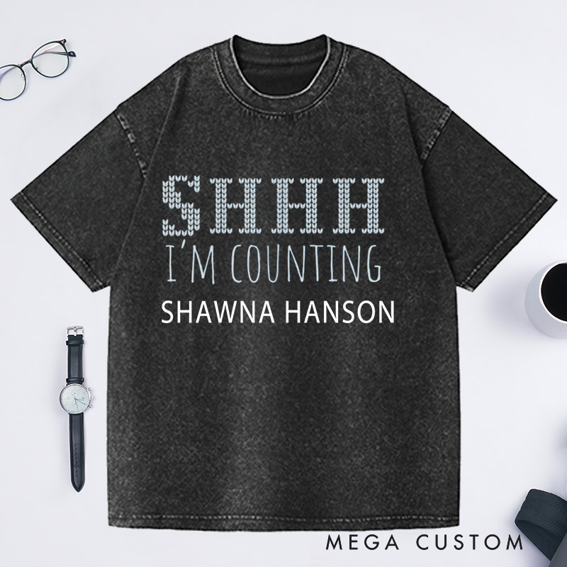 Personalized SHHH I'm Counting Knitting Lover Washed T-Shirts Crochete