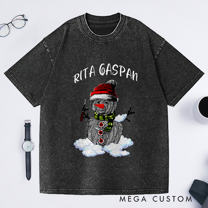 Personalized Merry Crochetmas Washed T-Shirts Crochet Gift Crochet Gift Idea Crochet Love Crochet Lover 