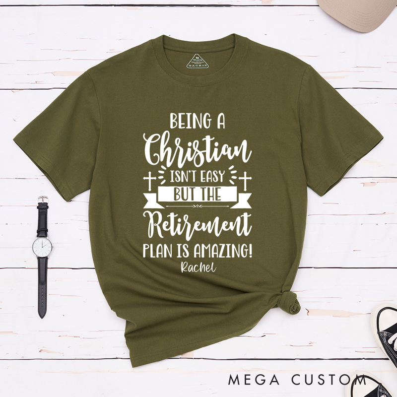 Personalized Being A Christian Isn't Easy Classic T-Shirt with Custom Name Inspirational Shirt Religious Birthday Gift for Christians