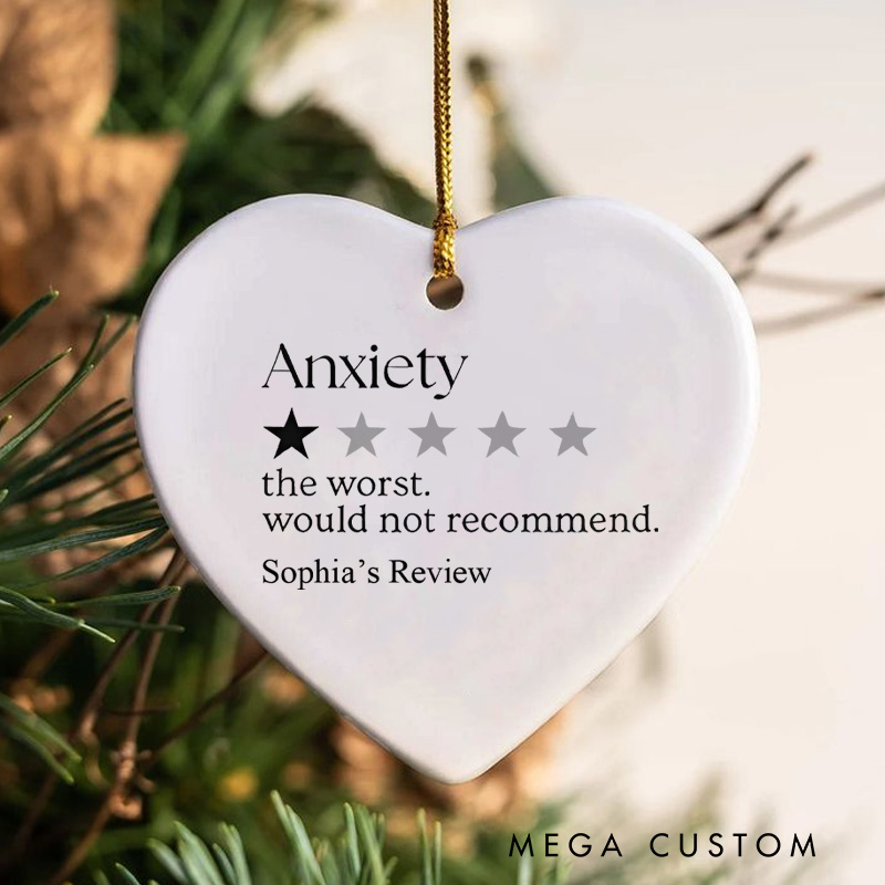 Personalized Anxiety Review Star Rating Humor Design Christmas Ornament for Lighthearted Reflection