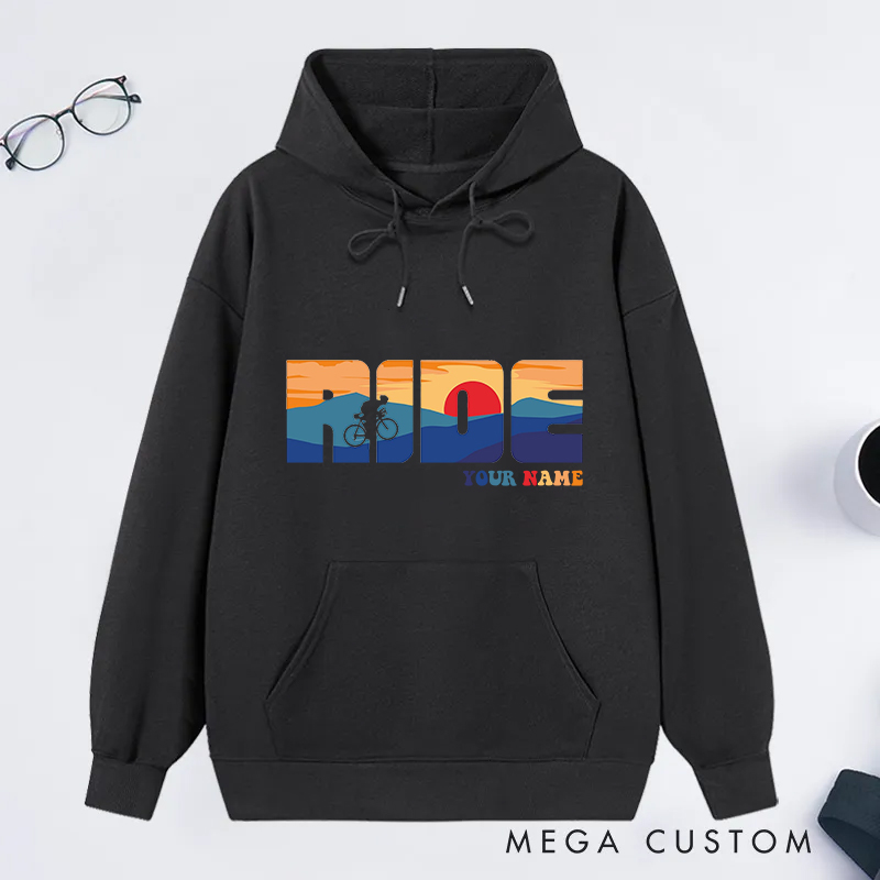 Personalized Ride Classic Hoodies with Cycling and Adventure Design for Outdoor Adventures Riding Cycling Biking Enthusiasts