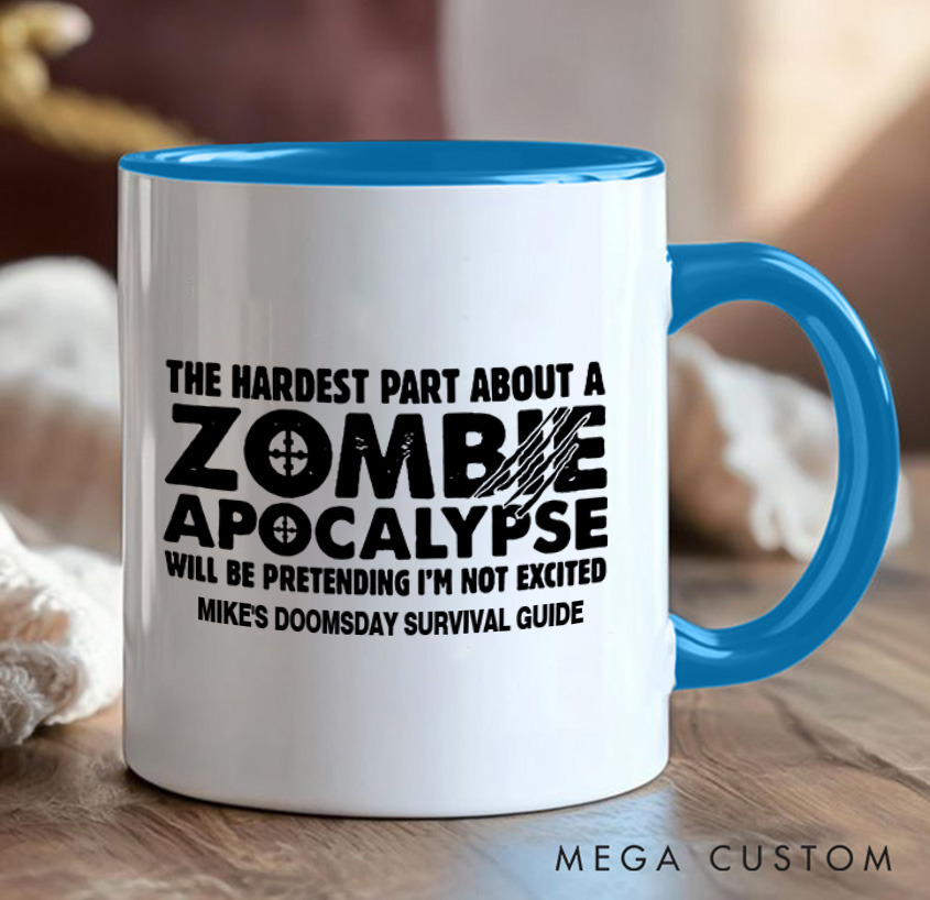 Personalized Zombie Apocalypse Enthusiast Mug Coffee Cup with Names Gift for Geek Nerd