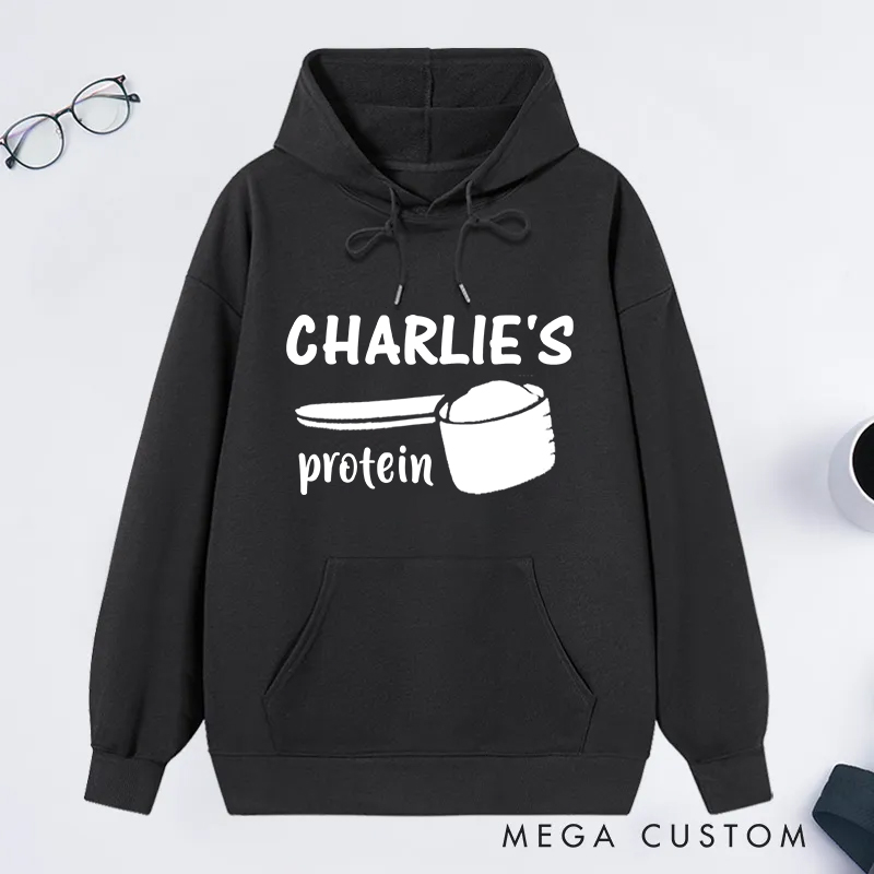 Personalized Protein Classic Hoodies with Protein Scoop Design for Fitness Enthusiasts Bodybuilders and Gym Lovers