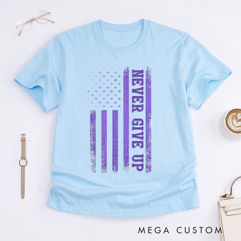 Personalized Never Give Up T-Shirt Alzheimers Awareness Gift