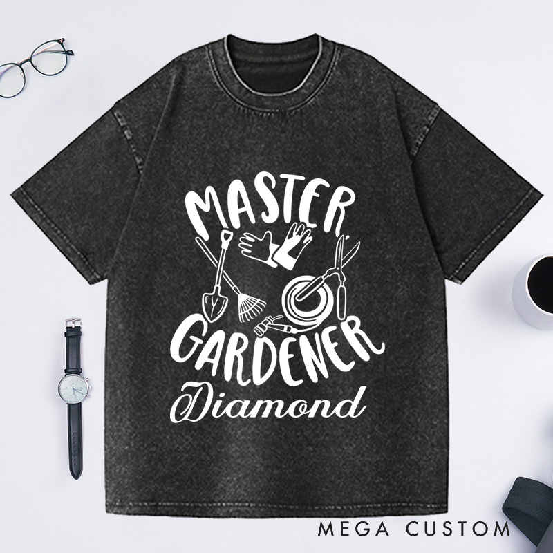 Personalized Master Gardener Washed T-Shirts Custom Gardener Shirt with Name Plant Lover Shirt Gardening Shirt Gardener Gift