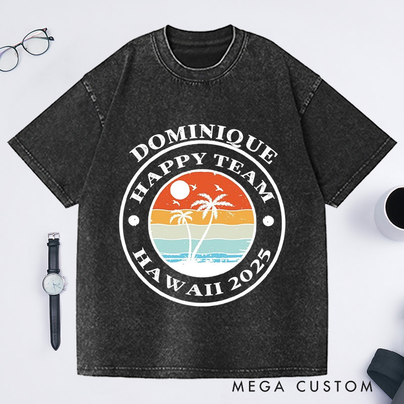 Personalized Summer Travel Washed T-Shirts Vacation Shirts with Name Beech Trip Shirt Gift For Traveler Tee Trip Lover Gift