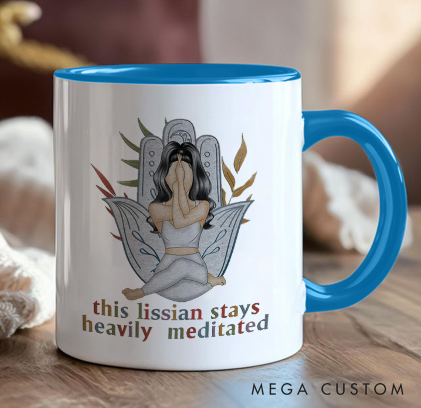 Personalized Meditation Mug Artistic Yoga Mug Custom Name Perfect Gift for Yoga Lover