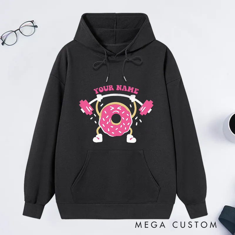 Personalized Fitness Classic Hoodies with Fun Donut Weightlifting Design for Fitness Enthusiasts Bodybuilders and Gym Lovers