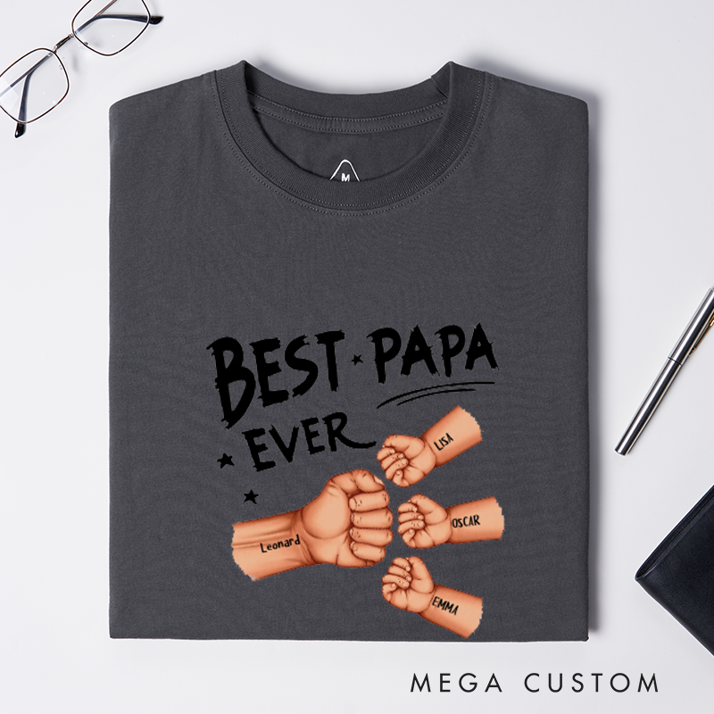 Personalized Best Dad Grandpa Ever Fist Bump Classic T-Shirt Gifts for Grandpa and Dad
