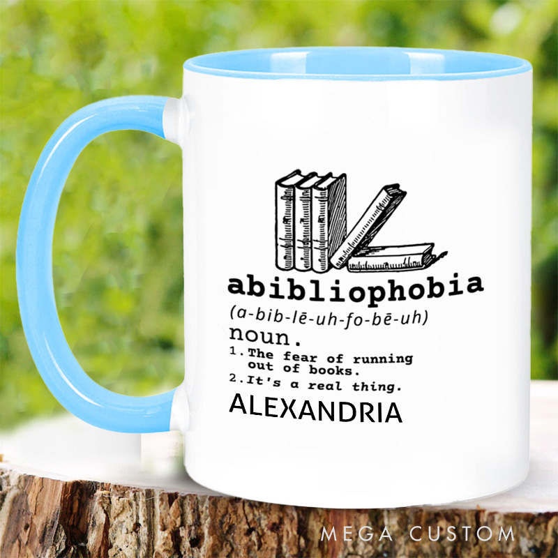 Personalized Abibliophobia Mugs Book Lover Mug with Name 12OZ Coffee Mug Bookish Gift Book Lover Gift Reading Gift