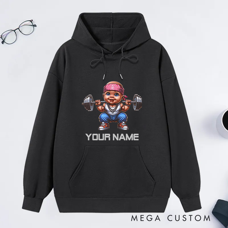 Personalized Fitness Classic Hoodies with Cute Baby Weightlifting Design for Fitness Enthusiasts Bodybuilders and Gym Lovers