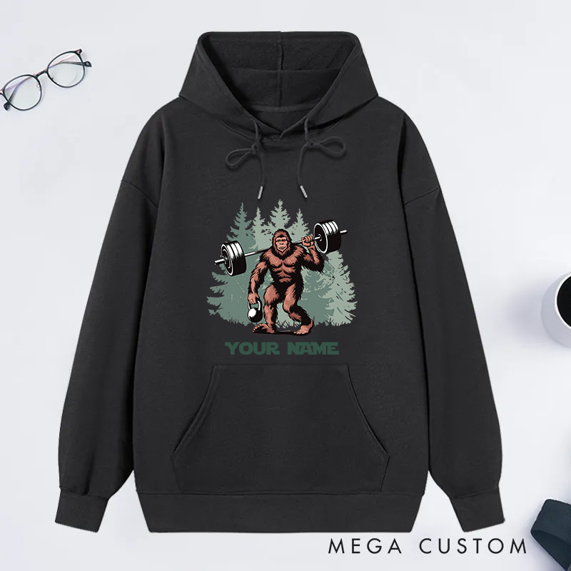 Personalized Fitness Classic Hoodies with Bigfoot Weightlifting Design for Fitness Enthusiasts Bodybuilders and Gym Lovers