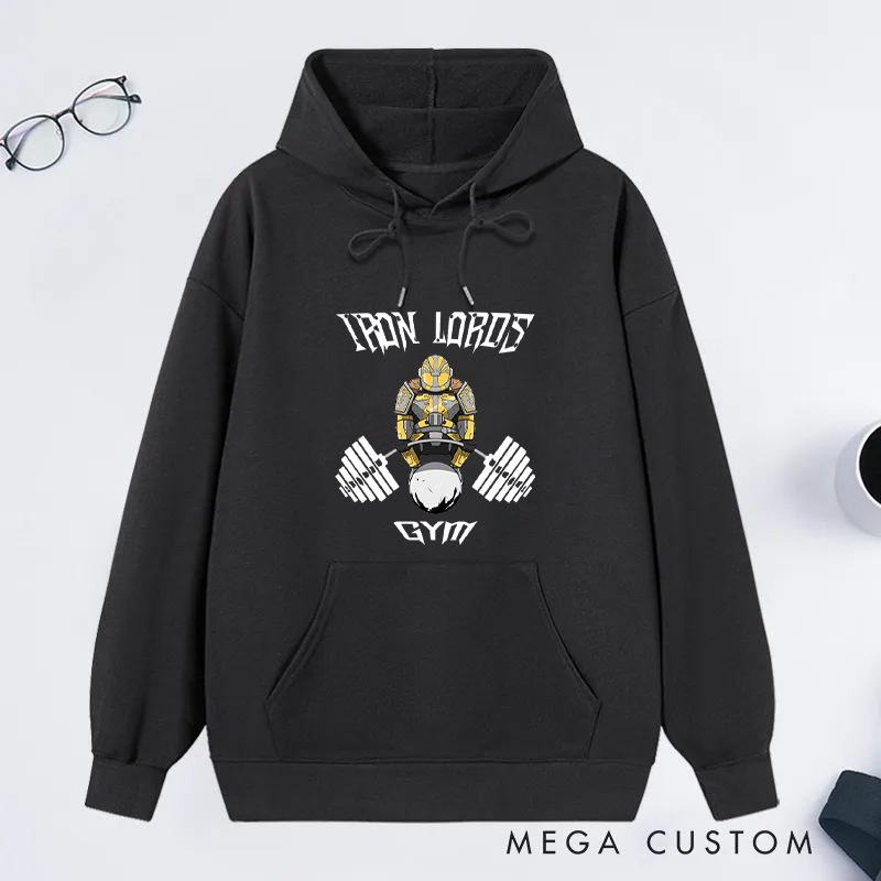Personalized Fitness Classic Hoodies with Knight and Dumbbell Design for Fitness Enthusiasts Bodybuilders and Gym Lovers