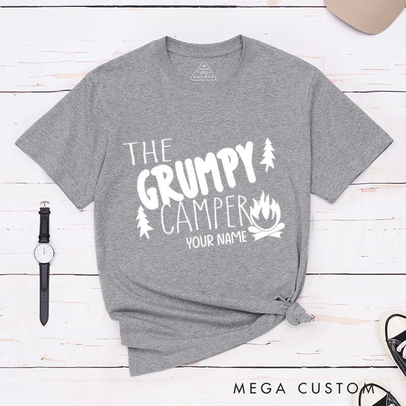 Personalized The Grumpy Camper T-Shirt Mountain Group Camping Hiking Travel Shirt Adventurers Lovers Gift