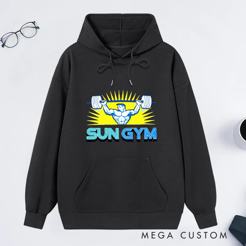 Personalized Fitness Classic Hoodies with Bodybuilder and Sunshine Logo for Fitness Enthusiasts Bodybuilders and Gym Lovers