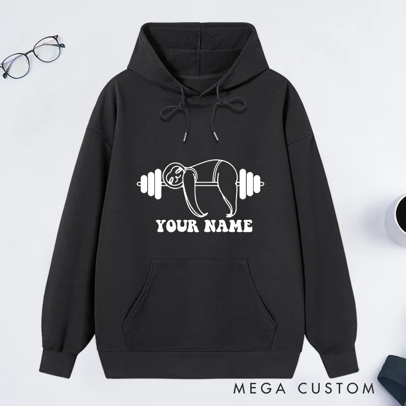 Personalized Fitness Classic Hoodies with Dumbbell and Name Graphic for Fitness Enthusiasts Bodybuilders and Gym Lovers