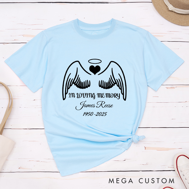 Personalized Memorial Shirt in Loving Memory Tee Remembrance Shirt Funeral Tribute Shirt Cherished Memories Clothing Custom Angel Tee