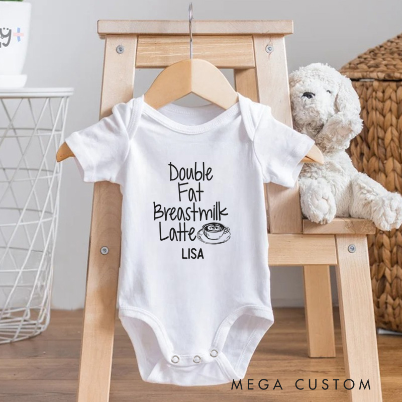 Personalized Double Fat Breastmilk Latte Humorous Parenting Design Baby Onesie
