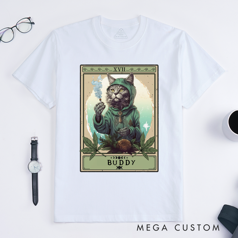 Personalized Tarot Lovers Classic T-Shirts Unique Smoke Art Custom Gift for Cat Lovers Friends