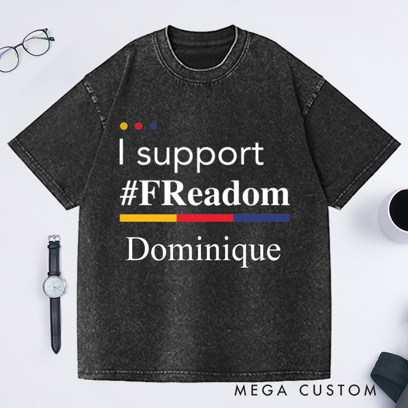 Personalized I Support FReadom Washed T-Shirts Librarian Reading T-shirt Bookish Tshirt Book Lover Shirt Gift