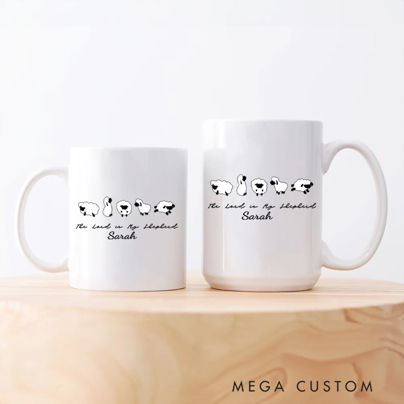 Personalized The Lord is My Shepherd Bible Verse Jesus Ceramic Mug with Name Christmas Gift for Christians Baptism and Birthday Gift for Christians