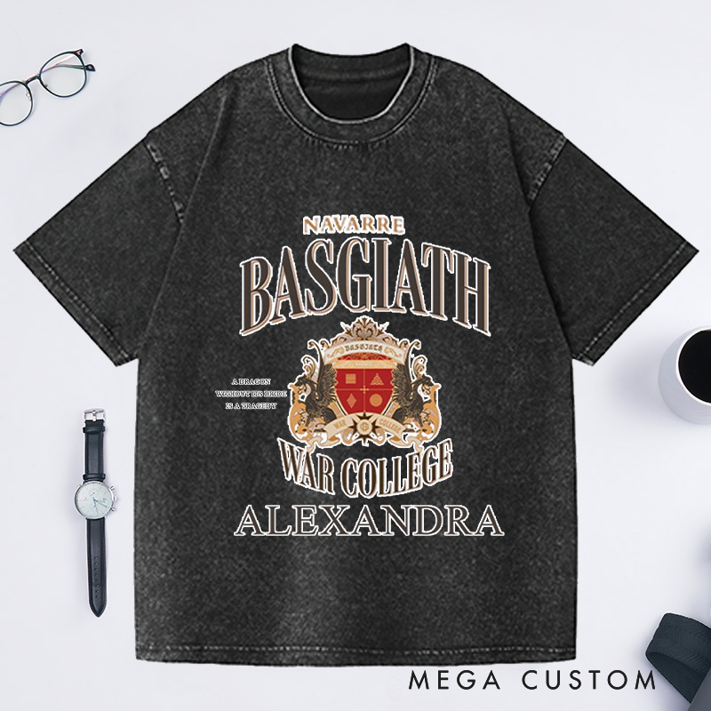 Personalized Basgiath War College Shirt Fourth Wing Washed T-Shirts Reading T-Shirt Birthday Gift for Book Lovers