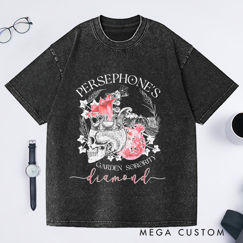 Personalized Persephone's Garden Washed T-Shirts Garden Sorority Shirt Book Lover Shirt Garden Club Shirt Cora Hades Olympus Goddess Shirt