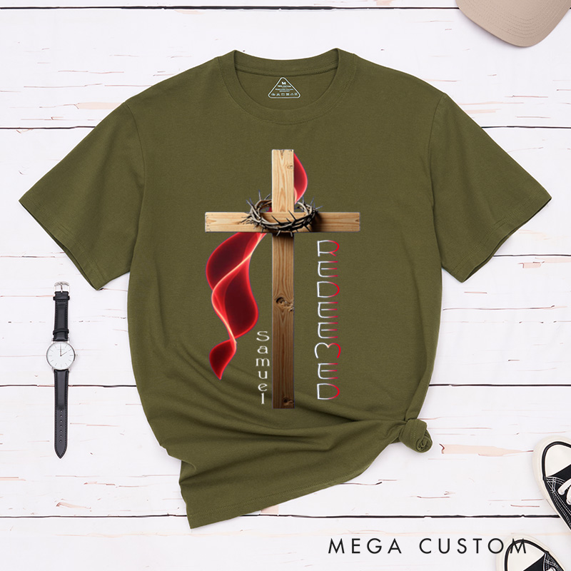 Personalized Redeemed Grace Through Sacrifice Classic T-Shirt with Cross and Thorns Christian Shirt Christmas Easter Gift for Yourself