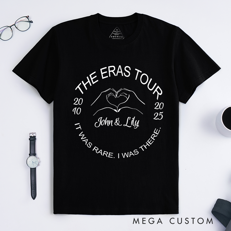 Personalized Classic T-Shirts Romantic Eras Tour and Heart Hands Graphic Tee Perfect for Couples and Concert Memories T-Shirt
