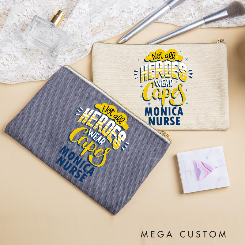 Personalized Makeup Bag for Nurse Not All Heroes Wear Capes Design Fashion Cosmetic Bag Gift