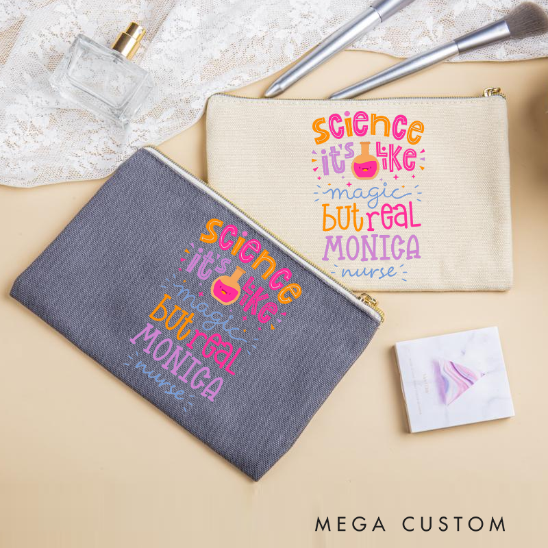 Personalized Makeup Bag for Nurse Science It's Like Magic But Real Design Fashion Cosmetic Bag Gift